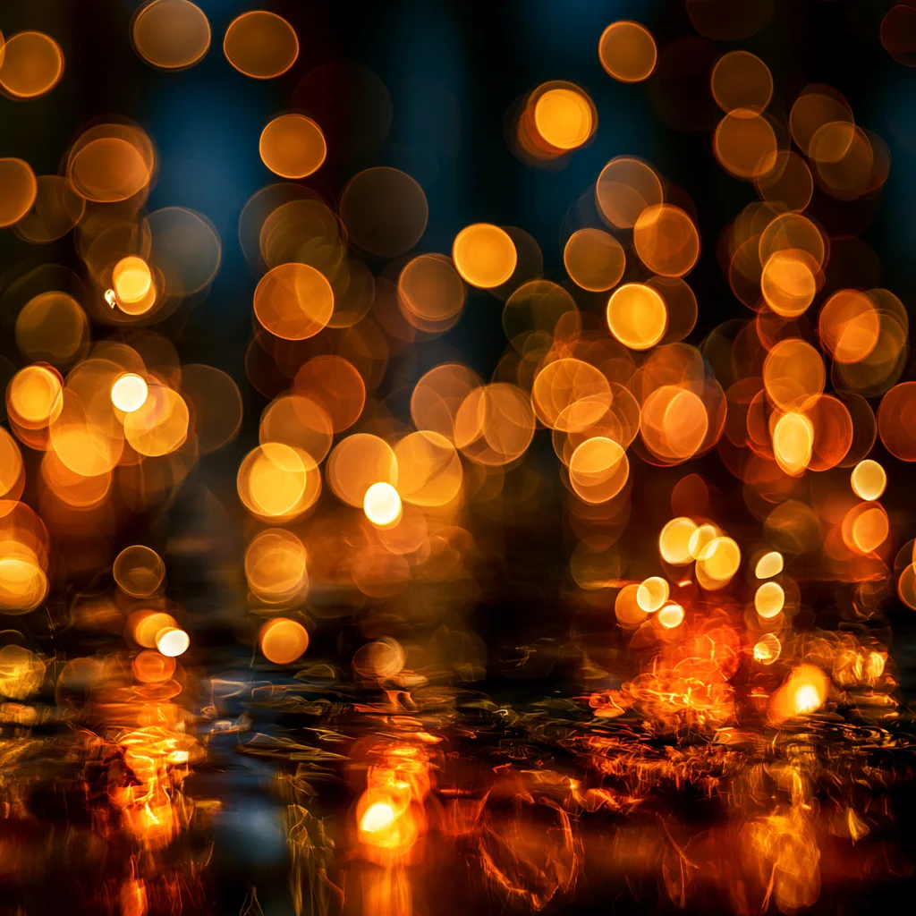 Warm golden bokeh lights glowing in celebration